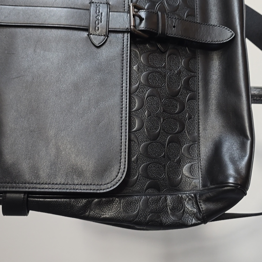 Coach Hudson Messenger Bag In Signature Black Leather - Picture 3 of 14